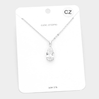 CZ Teardrop Stone Pendant Necklace