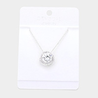 Round Stone Accented Pendant Necklace