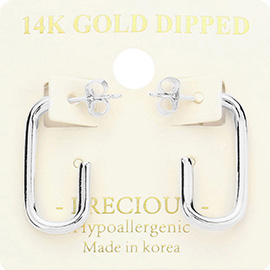 14K White Gold Dipped Oval Metal Hoop Earrings