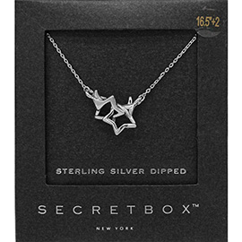 SECRET BOX_Sterling Silver Dipped Double Open Star Link Pendant Necklace