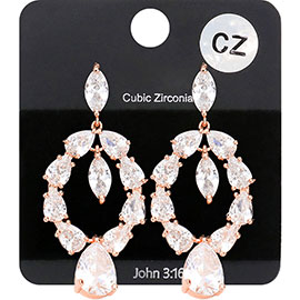 CZ Marquise Stone Centered Teardrop Dangle Evening Earrings