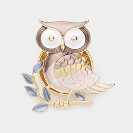 Colored Metal Owl Magnetic Brooch