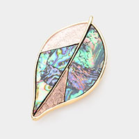 Abalone Colored Metal Leaf Magnetic Brooch