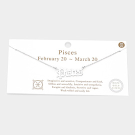 Pisces White Gold Dipped Zodiac Name Pendant Necklace