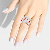 Rhinestone Embellished Double Open Circle Stretch Ring