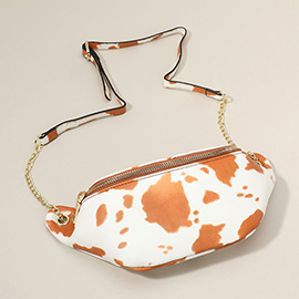 Cow Patterned Faux Leather Crossbody Bag