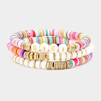 3PCS - GIGI Message Heishi Beaded Stretch Bracelets