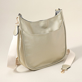 Solid Faux Leather Crossbody Bag