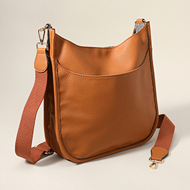 Solid Faux Leather Crossbody Bag