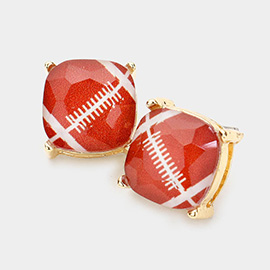 Football Printed Square Stud Earrings