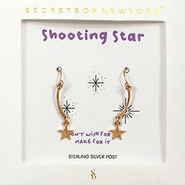 SECRET BOX_Metal Shooting Star Dangle Earrings