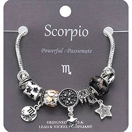 Scorpio Zodiac Sign Constellation Multi Bead Charm Bracelet