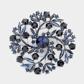 Rhinestone Embellished Flower Vine Brooch