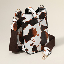 Cattle Patterned Faux Leather Crossbody Bag