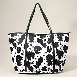 Faux Leather Cow Patterned Tote Bag / Shoulder Bag