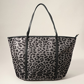 Faux Leather Leopard Patterned Tote Bag / Shoulder Bag