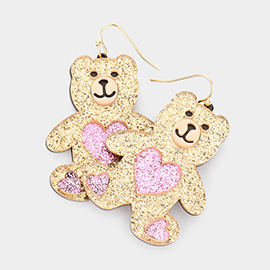 Glittered Resin Bear Dangle Earrings