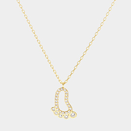 Gold Dipped CZ Footprint Pendant Necklace