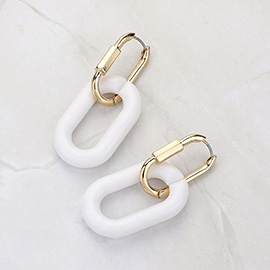 Open Resin Oval Link Dangle Huggie Earrings