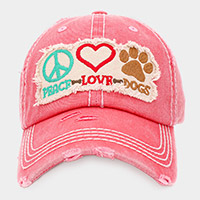 PEACE LOVE DOGS Message Vintage Baseball Cap