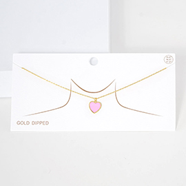 Gold Dipped Enamel Heart Pendant Necklace