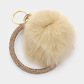 Pom Pom Rhinestone Pave Bangle Keychain / Bracelet