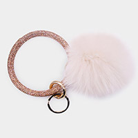 Pom Pom Rhinestone Pave Bangle Keychain / Bracelet