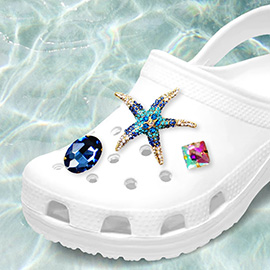 3PCS - Starfish Oval Square Stone Shoes Deco Charms