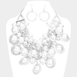 Pearl Cluster Statement Necklace