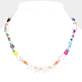 MAMA Celluloid Acetate Message Accented Pearl Multi Beaded Necklace