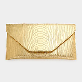 Snake Skin Patterned Envelope Clutch / Shoulder Bag