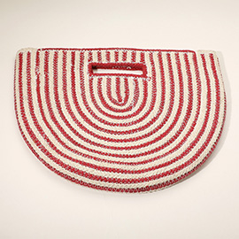 Round Stripped Knitted Woven Tote Bag