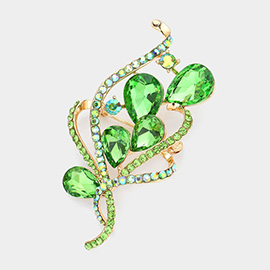 Rhinestone Pave Glass Stone Embellished Brooch