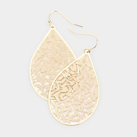 Filigree Brass Metal Teardrop Dangle Earrings