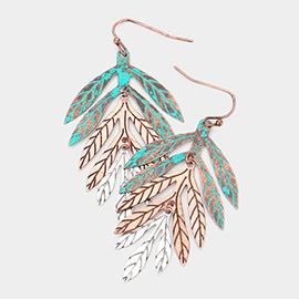 Metal Leaf Dangle Earrings