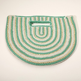 Round Stripped Knitted Woven Tote Bag