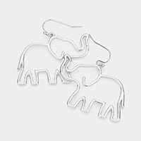 Metal Cut Out Elephant Dangle Earrings