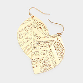 Metal Cut Out Leaf Dangle Earrings