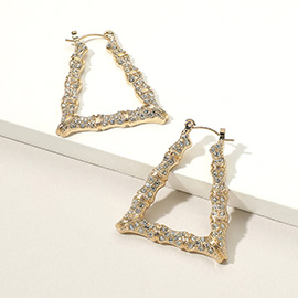 Rhinestone Pave Bamboo Pin Catch Earrings