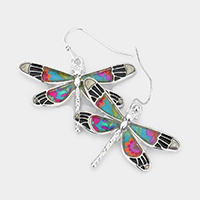 Pattern Detailed Dragonfly Dangle Earrings