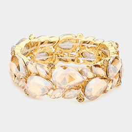 Teardrop Marquise Stone Cluster Stretch Evening Bracelet