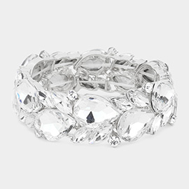 Teardrop Marquise Stone Cluster Stretch Evening Bracelet