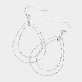 Brass Metal Open Metal Double Teardrop Dangle Earrings