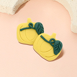 Polymer Clay Pumpkin Stud Earrings