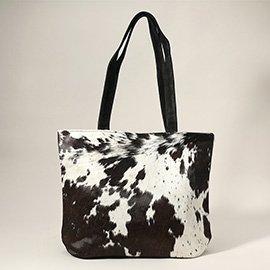 Cow Patterned Genuine Fur Calf Tote Bag / Shoulder Bag