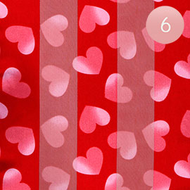 6PCS - Silk Feel Satin Striped Heart Patterned Scarf