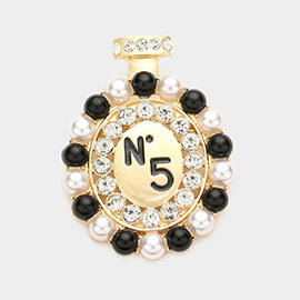 Pearl Stone Embellished Perfume Pin Brooch