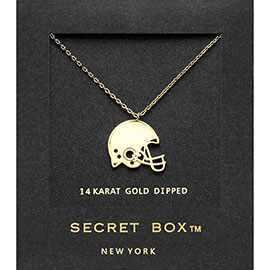 SECET BOX_14K Gold Dipped Football Helmet Pendant Necklace