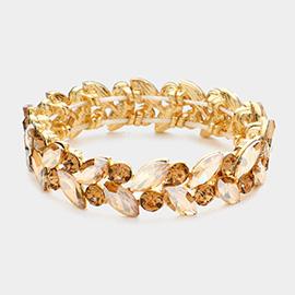Round Marquise Stone Cluster Stretch Evening Bracelet