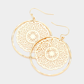 Filigree Metal Open Circle Layered Dangle Earrings